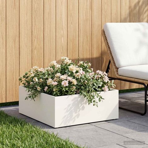 vidaXL Macetero de Jardín Blanco 40 x 40 x 20 cm (1/5)