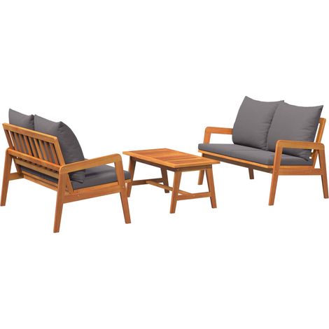 Bistrogarnitur mit Kissen 3 pcs Braun Massivholz Akazie (1/5)