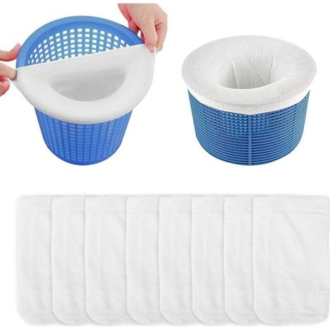 Pack of 10 Pool Skimmer Socks, Filter Socks, Baskets and Skimmer, Filter Net to Remove Slag, Leaves, Moss, Pollen, Insects, etc. (1/5)