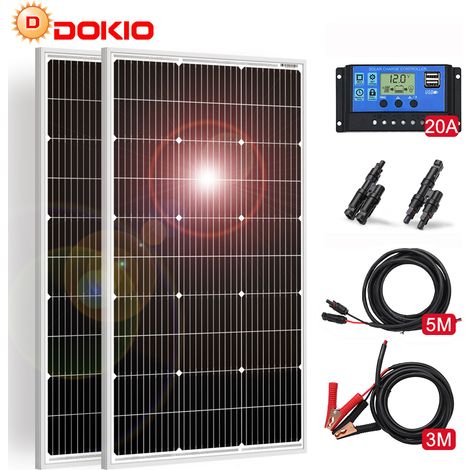 Kit de panneaux solaires mono 200W 12V – Installation facile pour maison, camping-car, bateau – Efficacité énergétique élevée