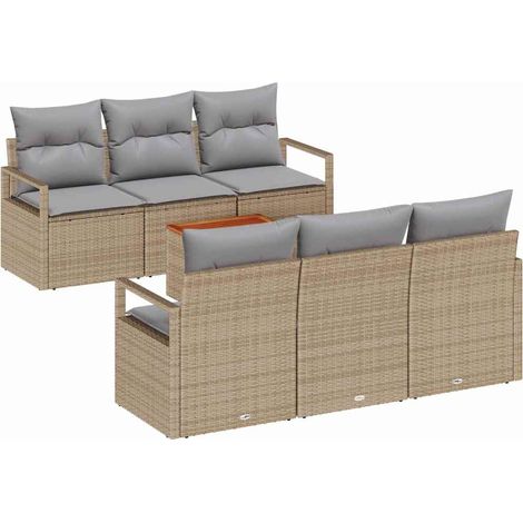 Maison Exclusive - Gartensofa-set mit Kissen 7 pcs Beige Poly-Rat