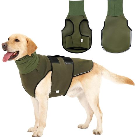 Veste de Chien Chauffante et Réfléchissante Manteau Réglable pour Chien avec Capuche Anti-Anxiété Élastique Protection Contre le Froid et le Bruit pour Animaux de Compagnie (1/5)