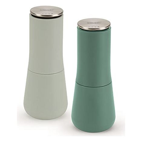 Set de mulino de Milltop de sale e pepe de Joseph Joseph -de a prova di fuoriuscita, design elegante e pratico, facile da usare e mantenere (Sage). (1/4)
