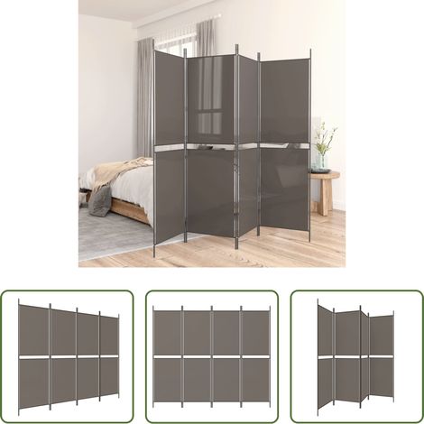 Cloison séparation pièce - Cloison de séparation 4 panneaux Anthracite 200x200 cm Tissu (1/5)