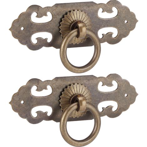 Poignée horizontale de tiroir en cuivre, 2 ensembles de 90mm, pièces de meubles creuses antiques pour armoire (1/5)