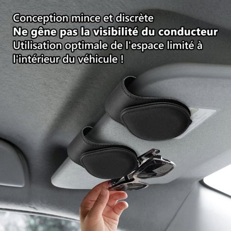 Porte Lunettes pour Voiture, Accessoire Auto pour Lunettes de Soleil Carte Ticket, Noir, 9X4.5CM Étiquette (1/5)