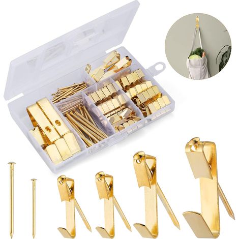 100 Pièces Crochet Pour Cadre Photo,  Kit de suspension de tableaux, crochet tableau, crochets de suspension de photo, pour le bureau à domicile photo peinture suspendue, fixation cadre (1/5)