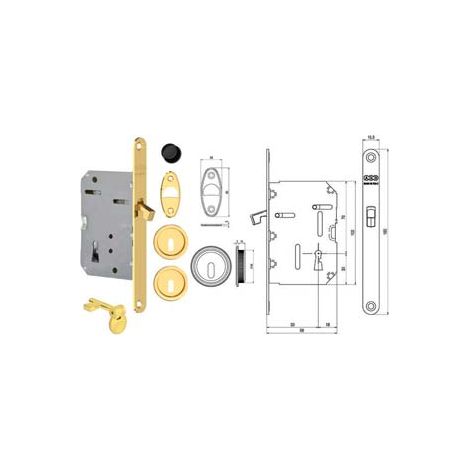 KIT M SERRATURA CHIAVE SCIVOLA TRE PORTE SCORREVOLI B.TONDO OTT. LUC.- - mm.50 (B04941.50.03) - 1 pezzi AGB