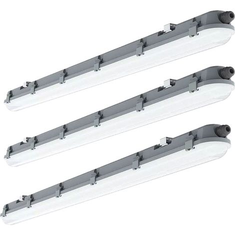 LED Deckenleuchten Feuchtraum 120 cm Feuchtraumwannenleuchten LED 120 cm Garagenlampen LED Röhre, Reihenschaltung, 1x LED 36 Watt 4320 Lumen kaltweiß, 3er Set
