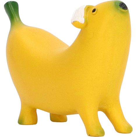 Petite sculpture de chien banane en résine, ornement décoratif, petit objet artisanal. (1/5)