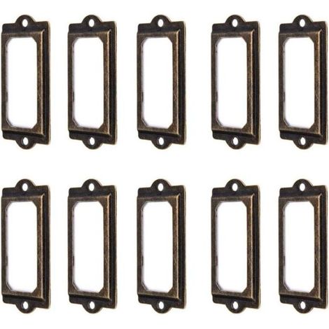 50Pcs porte-étiquette 60 x 17 mm métal bronze vintage porte-étiquette porte-cartes bibliothèque tiroir armoire