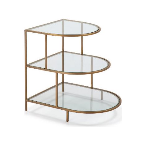 Table d'appoint 3 niveaux verre transparent et métal doré Vera (1/3)