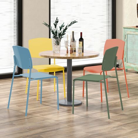 Lot de 4 Chaises de Salle à Manger Chaises d'Appoint Ergonomiques Empilables Multicolore CW63457 (1/3)