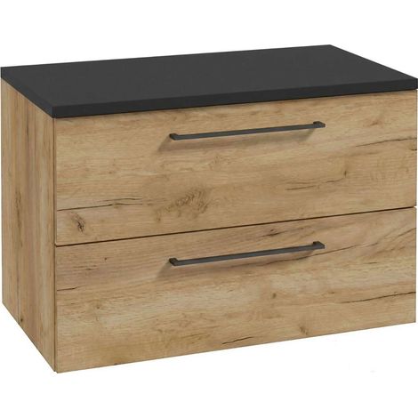 kielle Vega - Mueble con encimera debajo del fregadero 80x50x46 cm, roble dorado/negro mate 50018S831 (1/4)