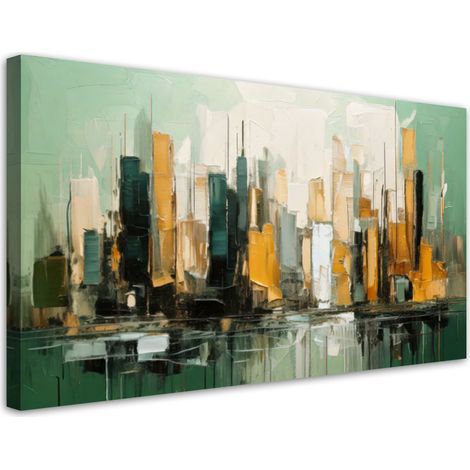 Tableau déco Ville Abstraction Vert 80x40 (1/5)