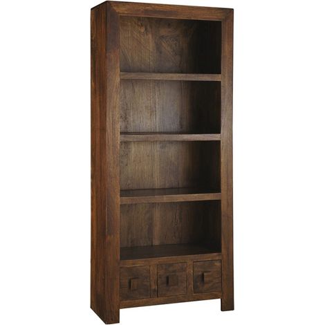 Dakota Large Bookcase - Mango Wood - L30 x W75 x H175 cm - Dark Finish