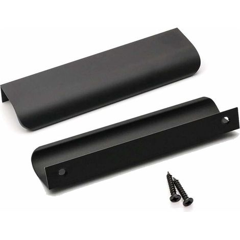 Lot de 10 Poignee de Meuble Cuisine Noir Poignée Cuisine Noir Poignée Profil Noir Poignée Meuble Noir Mat en Alliage d'Aluminium Entraxe 128mm Longueur 150mm（Noir） (1/5)