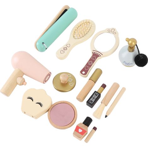 Coffret de maquillage en bois pour jeux d'imitation, cadeau de beauté en bois pour filles (1/5)