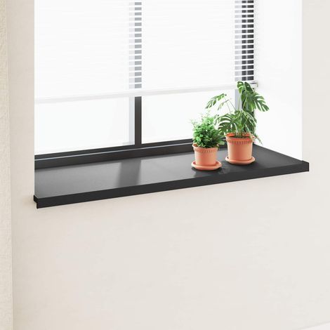 vidaXL Appui de fenêtre Noir avec grain de bois 140 x 50 x 4,5 cm PVC (1/5)