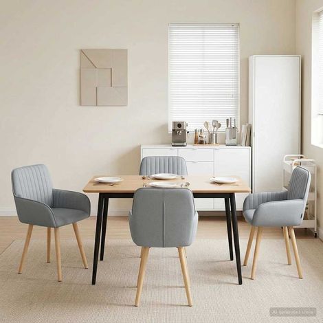 vidaXL Sillas de comedor 4 uds. Tela Gris Claro 56,5 x 50 x 87,5 cm (1/5)