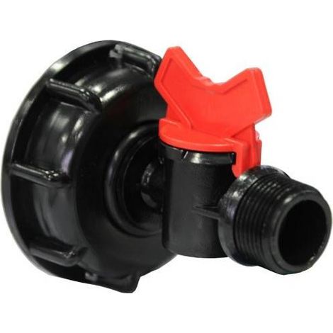 Raccord avec mini vanne filetée 3/4 pouce male (1/2)
