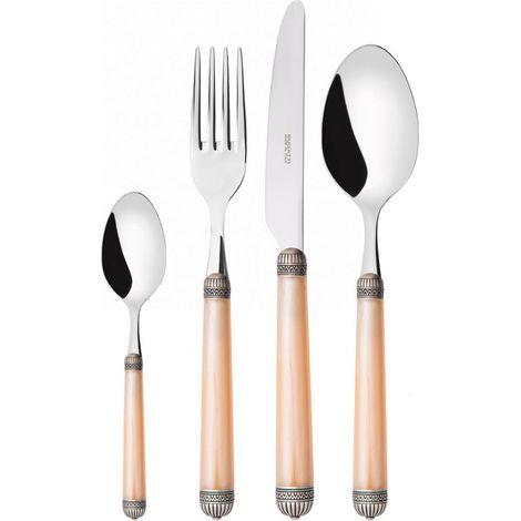 Set posate 24 pezzi in scatola Gallery Dorico ghiera argento antico Avorio Marmorizzato Bugatti