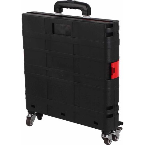 Chariot de courses pliable noir, grand modèle 4 roues silencieuses avec frein, caddie pliant à roulettes pour courses, marché, usage domestique ou étal. Livré avec plaque de couverture. (1/5)