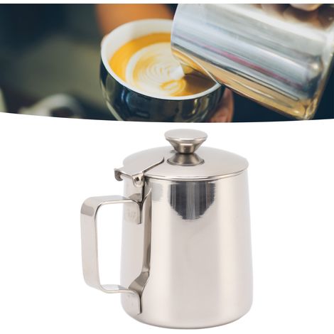 Edelstahlbecher mit Deckel für Latte Art, Cappuccino, Wasser, Kaffeemaschine, Teekanne (1/5)