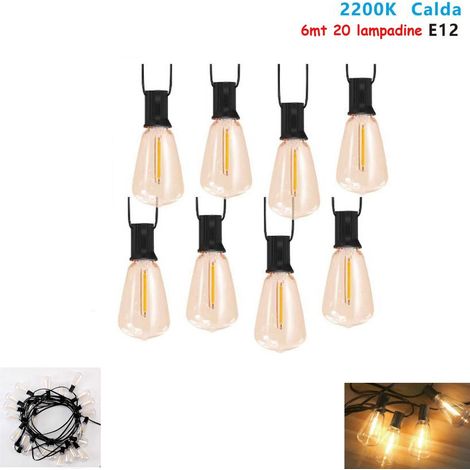 6MTKETTENLICHTMIT20E12EXTERNENGLÜHBIRNEN,WARMESLICHT2200K
