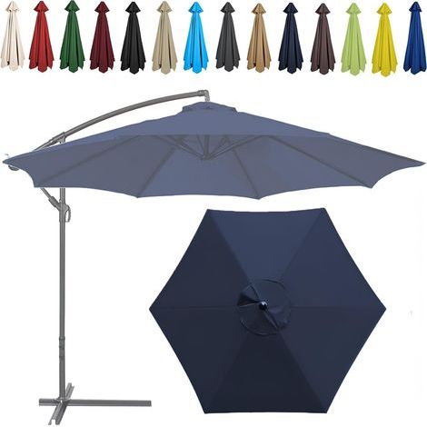 Auvent De Remplacement pour Parasol , Toile De Parasol Déporté Remplacement Pour Cour, Jardin, Plage, Protection UV,8ribs-300cm,Bleu Marine (1/5)