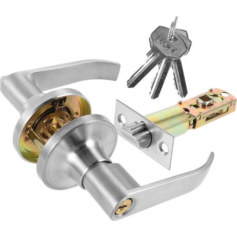 Poignée de porte en aluminium argenté avec verrouillage à bille (1/5)