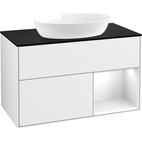 V&B Waschtischunterschrank Wandbeleuchtung Finion 100, Pl b m, Rg glo wh. Lac, glo wh. Lac (1/2)
