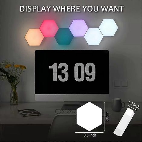 Lampe quantique LED RGB en direct, lampe hexagonale lumineuse à capteur tactile RGBW-- (1/5)