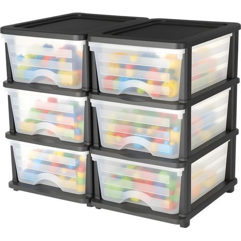 Optimiser l'Espace Lot de 2 Tours de Rangement Plastique avec Bacs Transparents Capacité 17L (1/5)