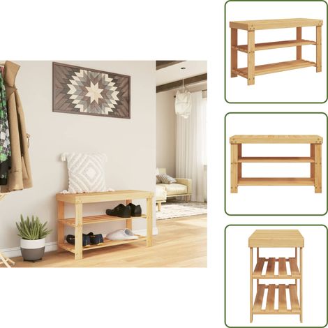 The Living Store Scarpiera 3 Ripiani 70x27,5x45 cm Bambù - Scarpiera da interno