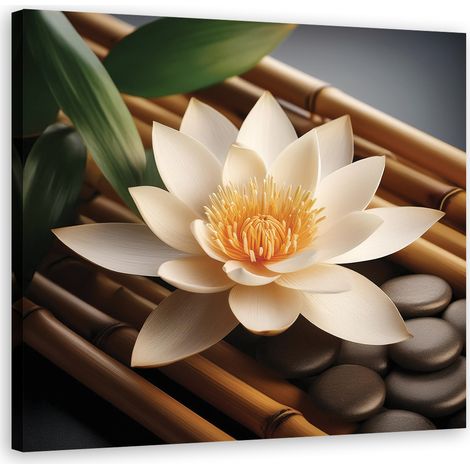 Quadro su tela, Pietre fiore zen - 30x30 (1/5)