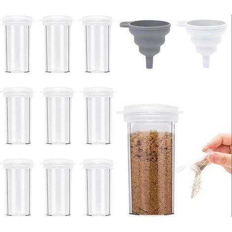 Salieres et Poivrieres, Salière Poivrière en Plastique Transparent avec Couvercle Entonnoir pour Camping, Cuisine Extérieure Voyage (1/5)