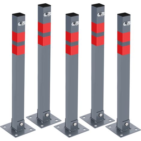5X Poteau de stationnement Carré Rabattable Barrière Parking Borne de sécurité avec clés (1/5)