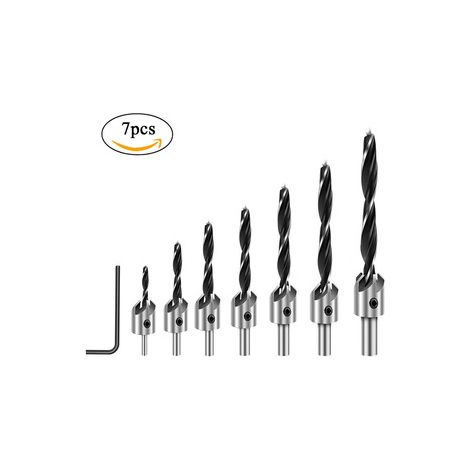 7 mèches à trois pointes 3-10 mm – Foret à bois avec guide d’avance – Perçage propre pour charnières et serrures (1/5)