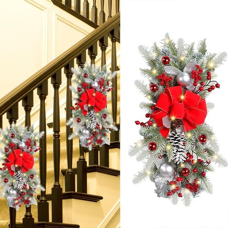 Generic Couronne de Noël – Guirlande Artificielle pour Décoration de Noël, Décorations de Porte Réalistes Exterieur LED Guirlande Chambre (1/4)