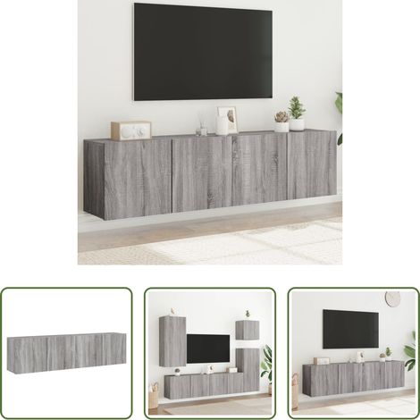Wandmontage - TV-Wandschränke 2 Stk. Grau Sonoma 80x30x41 cm (1/5)