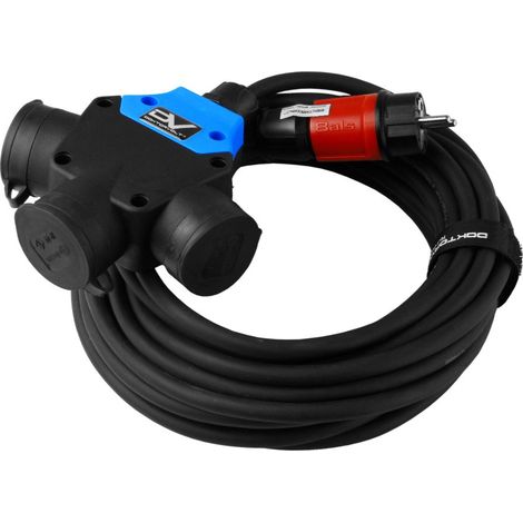 Verlängerungskabel-T-Stück 25 m 3 x 1,5 mm Typ E, Gummikonstruktion, Abzweig IP44