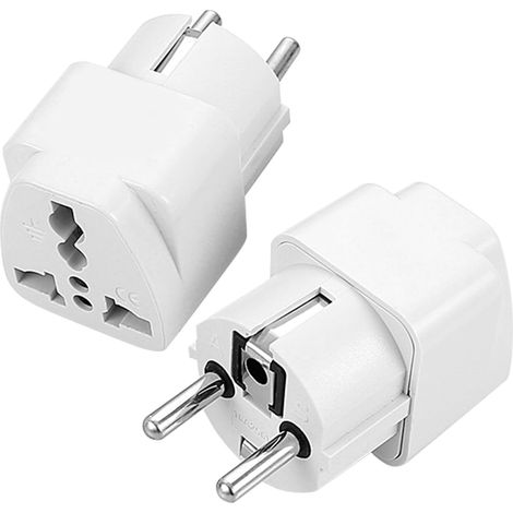 Adaptateur Prise Chine vers France,2 Pack Adaptateur Prise Universel de Voyage,Adaptateur Prise Universelle pour Allemagne, France,Espagne, Pays-Bas, Suède, Belgique, République tchèque, Corée du Sud (1/5)
