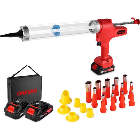 Pistola per sigillante/estrusore in silicone regolabile a 6 velocità ONEVAN, pistola portatile per riparazione calafataggio, con 2 batterie (1/5)