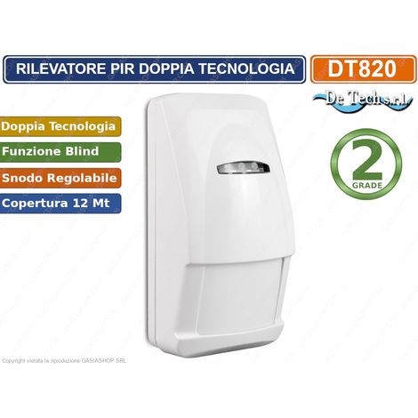 PIR SENSORE RIVELATORE DOPPIA TECNOLOGIA 12M GRADO 2 BLIND DT820