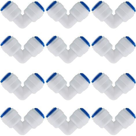 12 Pcs Accessoires De Filtre à Eau RO  Raccord De Buse 1/4 Pouces  90 Degree Right Angle Fast Docking  pour Raccorder Les Raccords De Tuyauterie d'eau, Tuyau de réfrigérateur- (1/5)