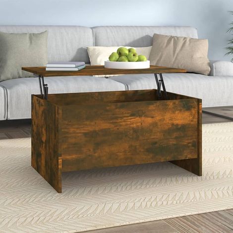 Mesa de centro madera ingeniería roble ahumado 80x55,5x41,5 cm vidaXL (1/5)