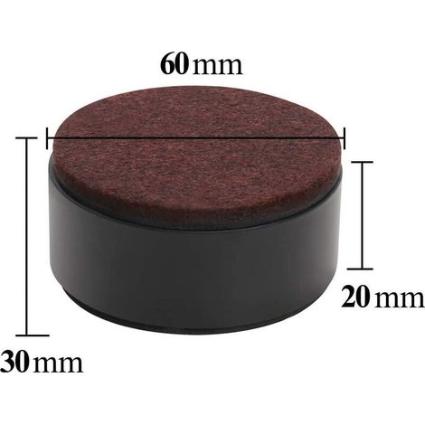 VURAHOME - Pied de meuble Rehausseur de Meubles en Acier Carbone de 3 cm, Rehausseurs de Lit en Acier Carbone 6 cm, Rehausseurs de Meubles Pour Meubles Hauteur 3 cm ,Noir Rond (1/4)