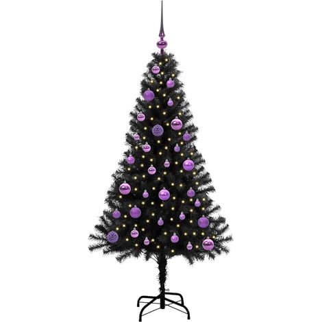 Albero di Natale Albero natalizio Albero festivo con 150 LED con supporto Nero 150 cm PVC (1/5)
