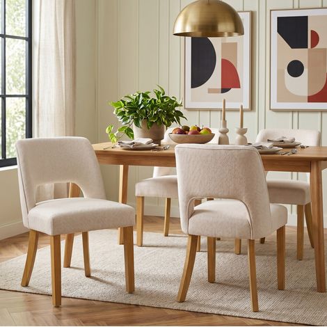seduta sedia sala da pranzo lino beige gambe legno OKMYHOME (1/5)